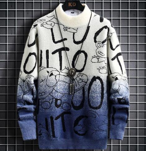 Men's Graphic Cashmere Turtleneck Sweater (One Piece)