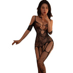 Sheer Black Lingerie Bodystocking with Open Crotch