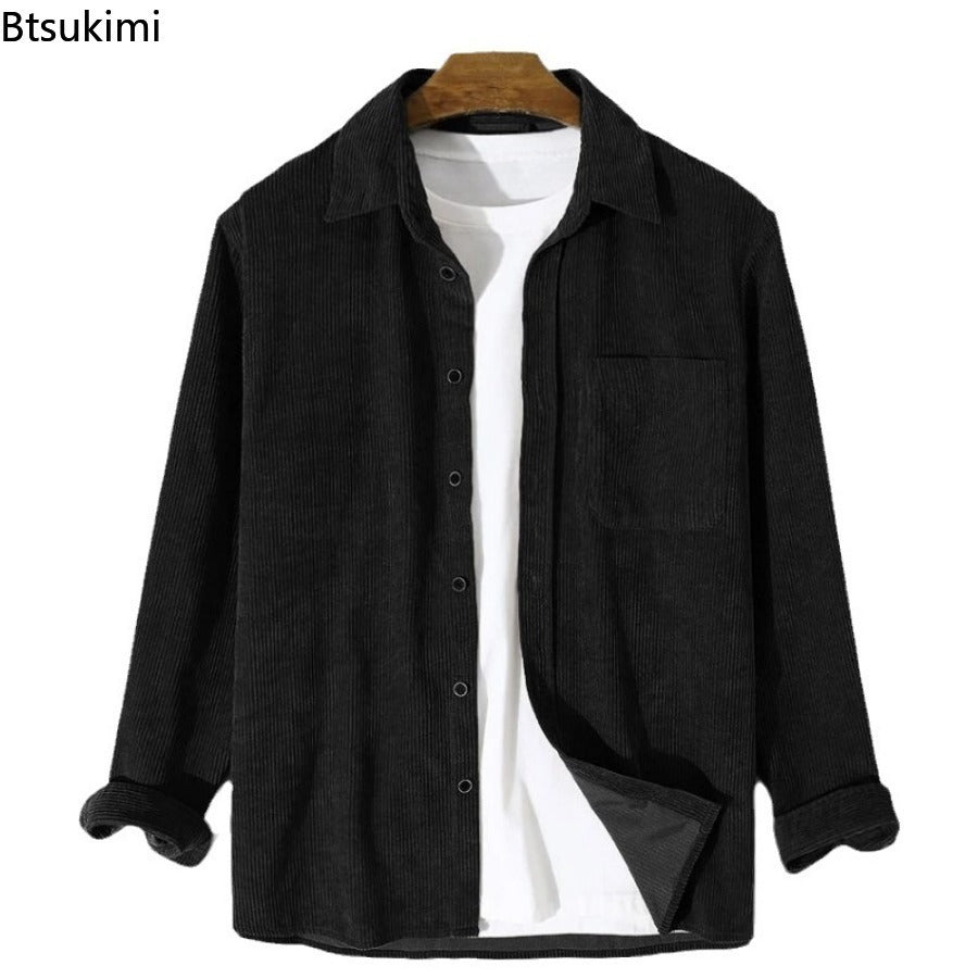 2024 Men's Corduroy Long Sleeve Casual Shirt with Pockets