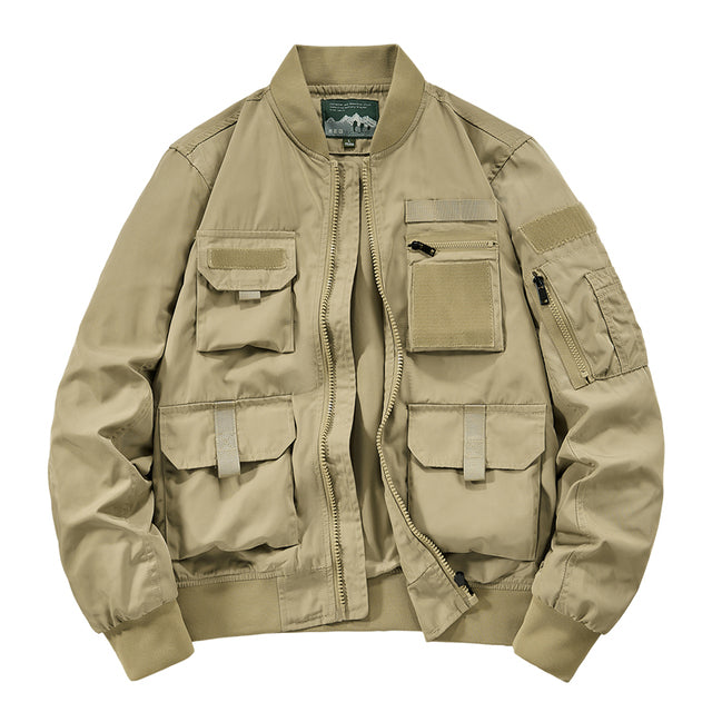 Men's Multifunctional Military Jacket with Large Pockets