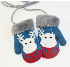 Children's Winter Christmas Cartoon Gloves with Rope