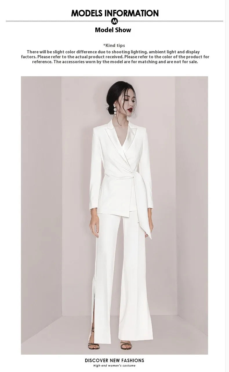 Small Jacket & Wide-Leg Split Trousers Suit