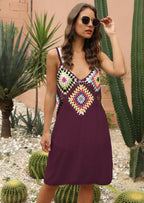 Women's Crochet Cover-Up Beach Dress with Lace Details