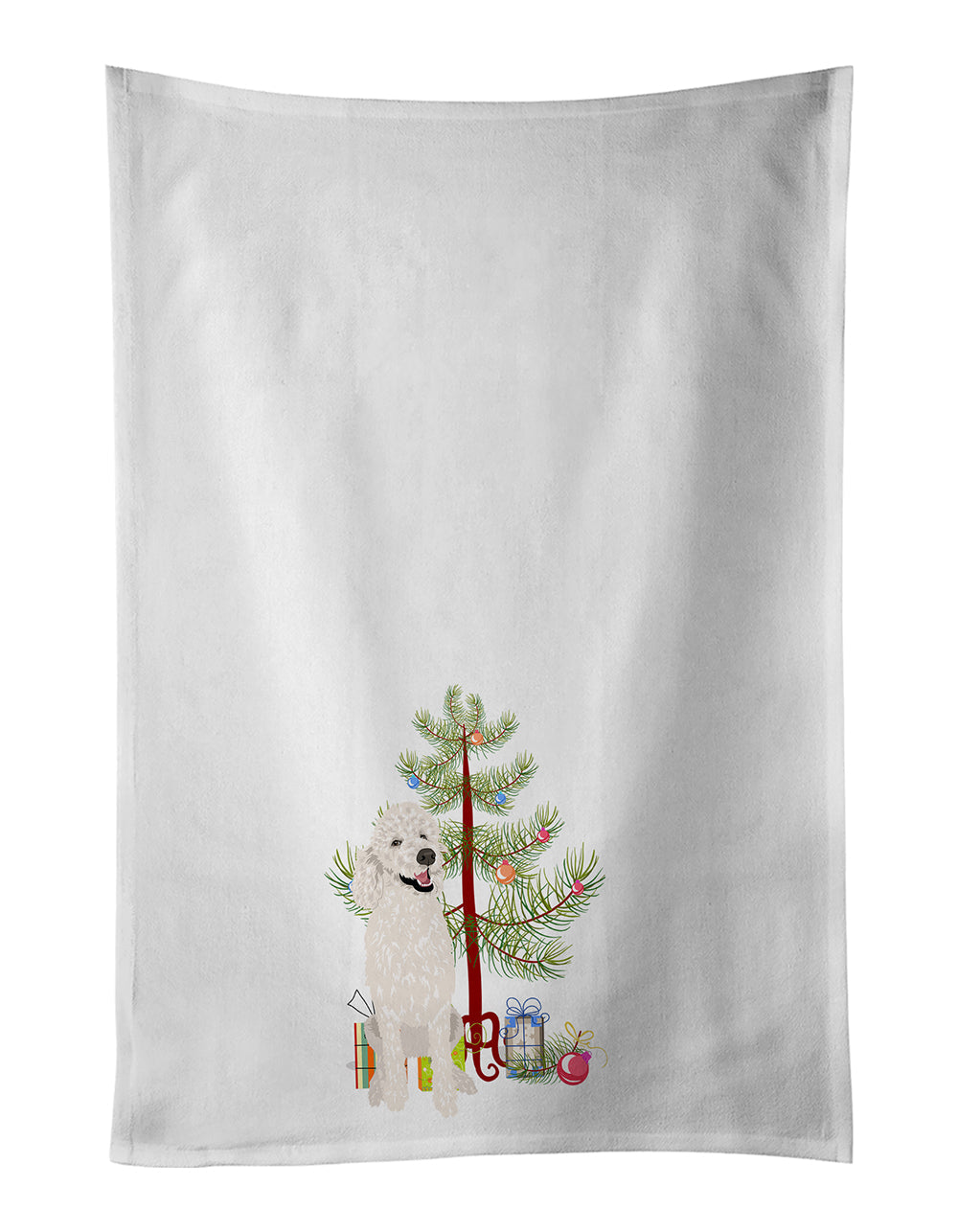 Poodle Standard White Christmas Kitchen Towel Set of 2