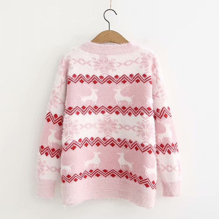 Christmas Sweater with Snowflake Reindeer Design