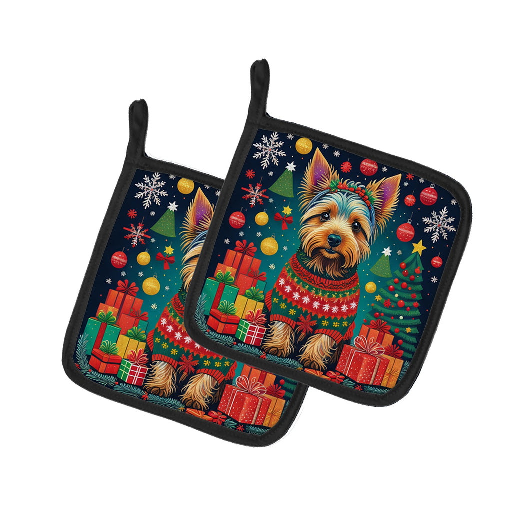 Australian Terrier Christmas Pair of Pot Holders