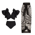 2023 Vintage High Waist Ruffled Bikini Swimwear Set