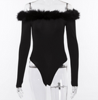 Women's Solid Color Off-Shoulder Long Sleeve Bodysuit