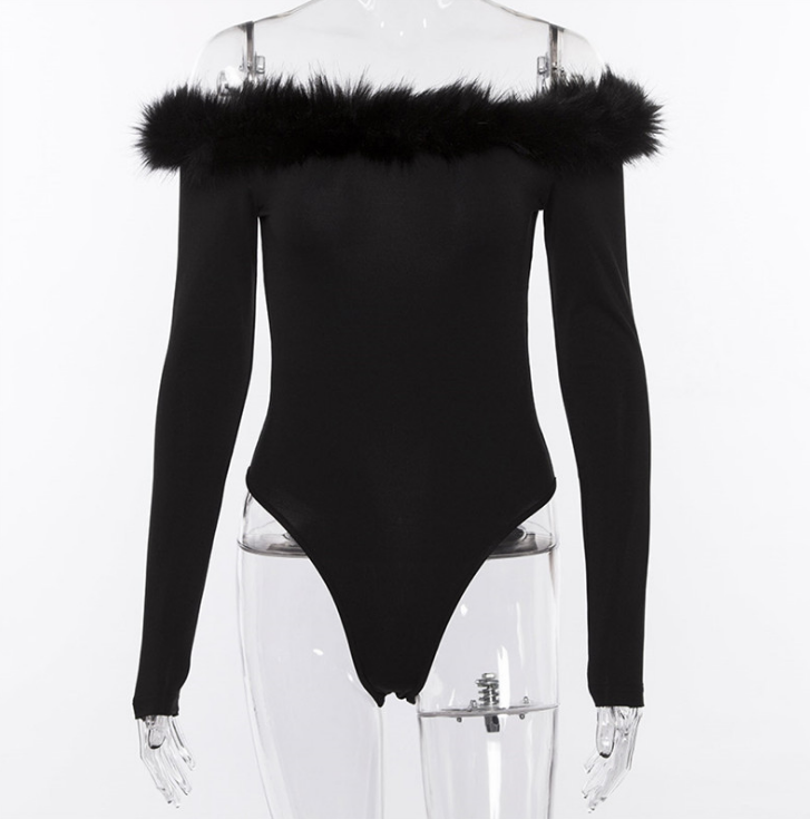 Women's Solid Color Off-Shoulder Long Sleeve Bodysuit