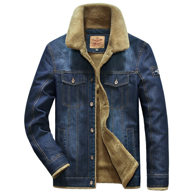 Men's Winter Denim Jacket - Casual Plus Size Cotton Coat