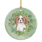 Cavalier Spaniel Blenheim Puppy Smiling Christmas Wreath Ceramic Ornament