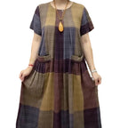Plus Size Cotton-Linen Summer Dress for Seniors