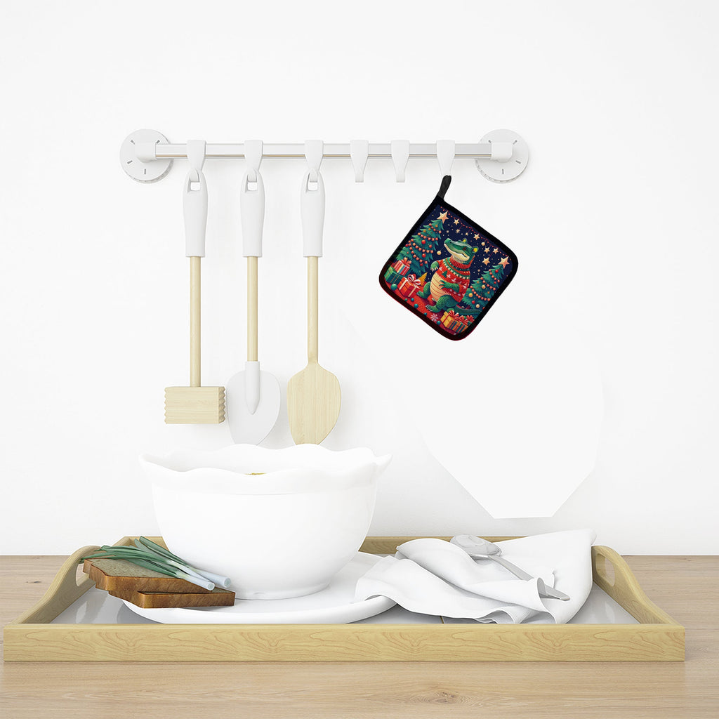 Alligator Christmas Pair of Pot Holders