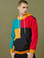 Color Block Printed Long Sleeve Hooded Sweatshirt for Men | Streetwear