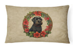Black Russian Terrier Christmas Flowers Throw Pillow