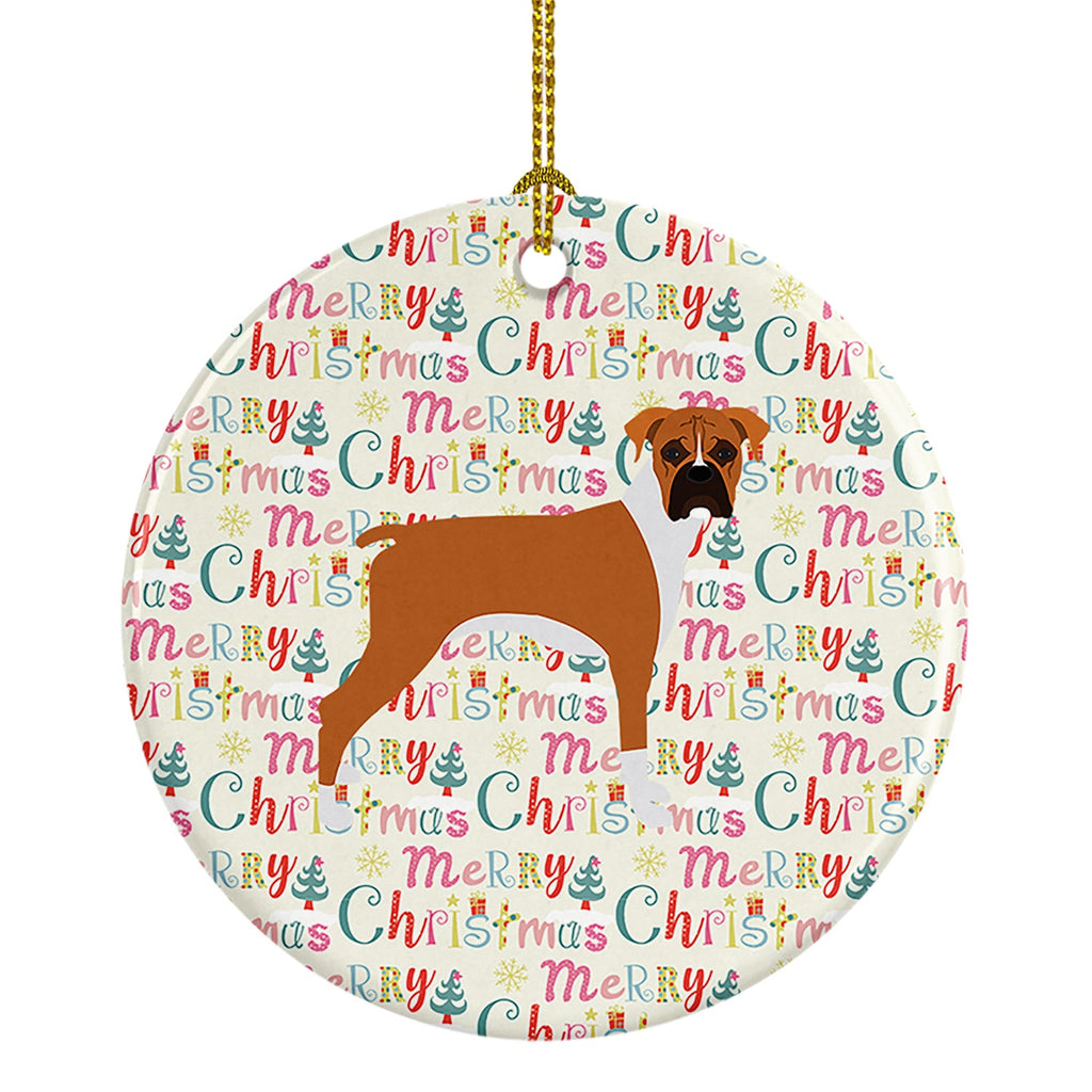Boxer Merry Christmas Ceramic Ornament