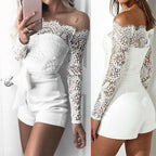Women's Summer Off-Shoulder Lace Panel Bodysuit