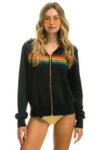Unisex Aviator Nation 5 Stripe Zip Hoodie Sweatshirt | Streetwear