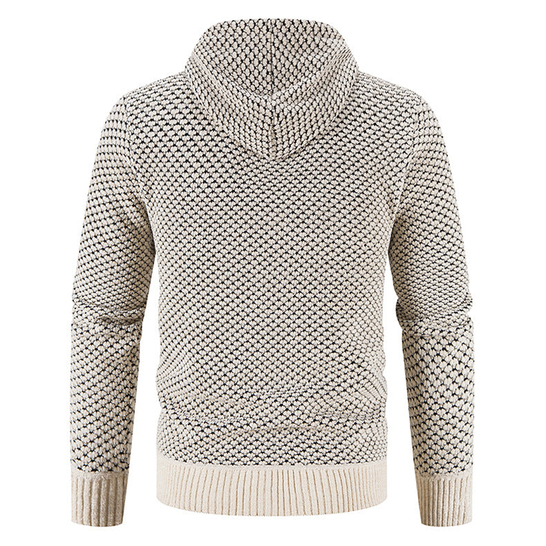 Men's Hooded Plush Sweater with Big Pineapple Design