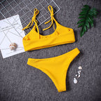 2018 Women's Sexy Solid Color Bikini Set with Lace