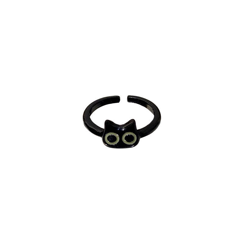Cute Black Cat Adjustable Ring for Women