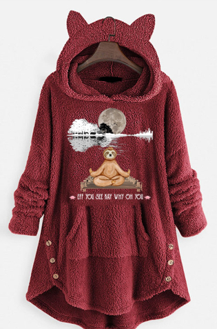 Plush Hooded Pullover Sweater with Cat Ears