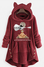 Plush Hooded Pullover Sweater with Cat Ears