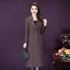 Slim Fit Woolen Overknee Mid-length Coat for Women