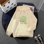Ice Cream Pattern Casual Loose Ladies Hoodie Sweater | Streetwear