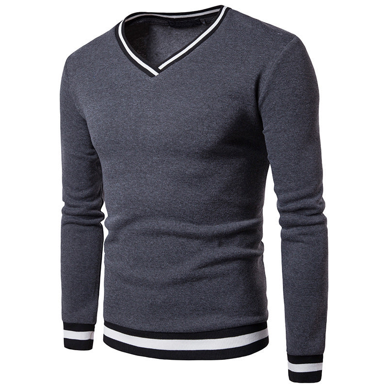 Men's Black and White Color Block Casual Sweater
