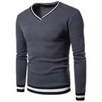 Men's Black and White Color Block Casual Sweater
