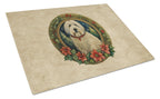 Old English Sheepdog Christmas Flowers Glass Cutting Board