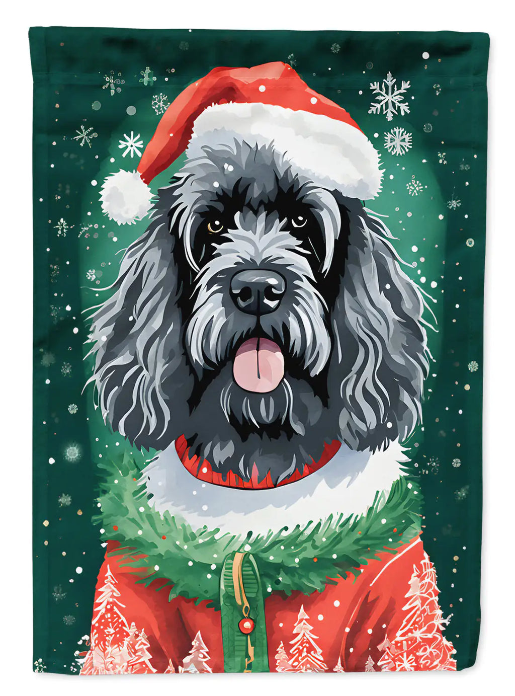 Portuguese Water Dog Christmas House Flag