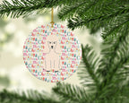 Merry Christmas Poodle White Ceramic Ornament