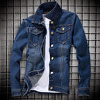 Men's Slim Fit Denim Jacket with Long Sleeves