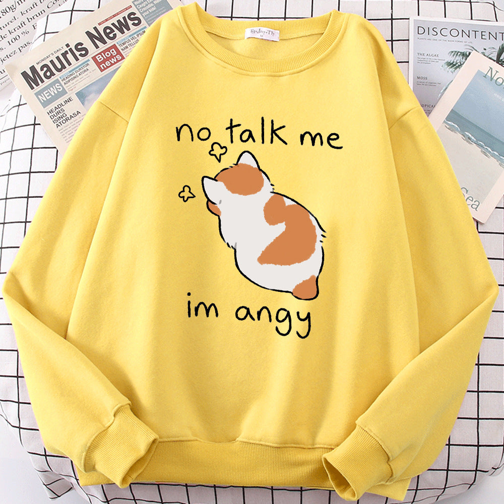 Chic Casual Cat Print Crew Neck Sweatshirt | Streetwear