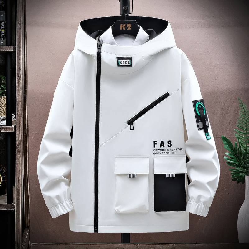 Men's Casual Hooded Windbreaker Jacket - Large Size 4XL