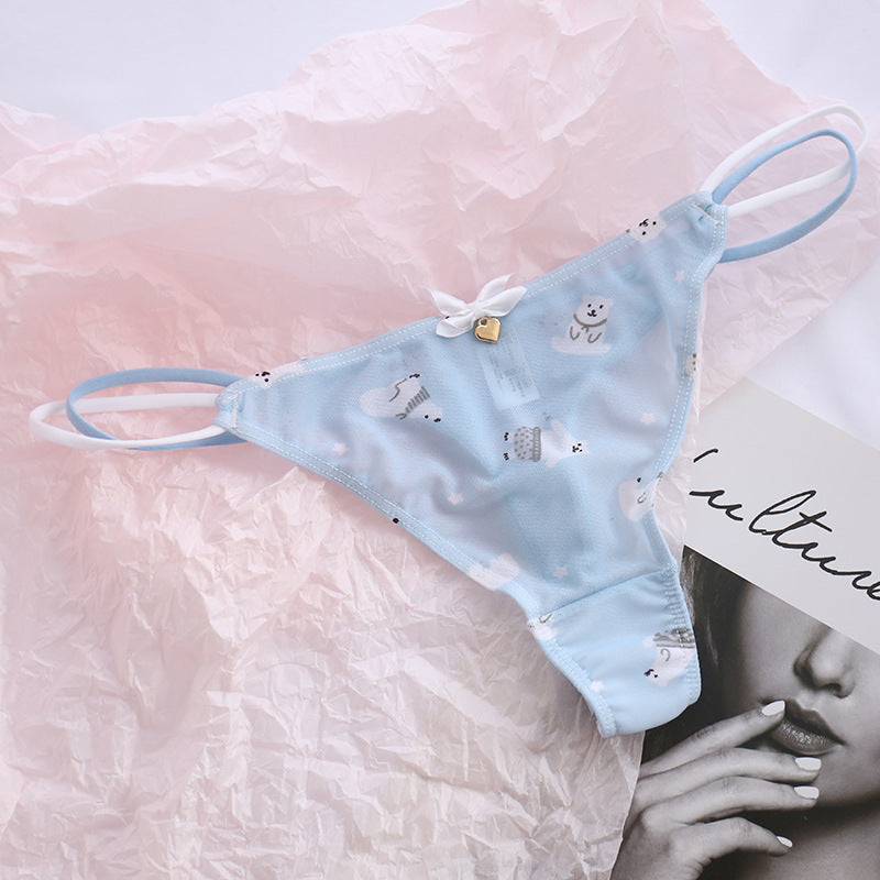 Translucent Strawberry Cherry Low Waist Women's Panties