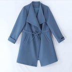 Feminine All-Match Woolen Coat with Lapel Waist