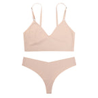 Women’s Seamless Ice Silk Bra and Thong Lingerie Set