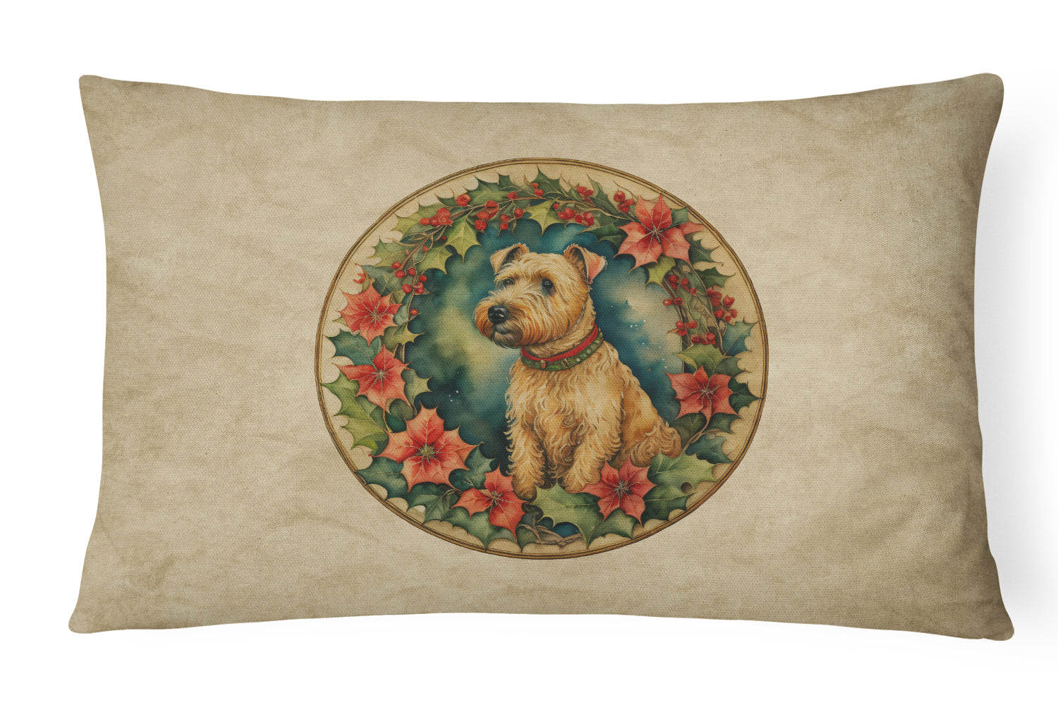 Lakeland Terrier Christmas Flowers Throw Pillow