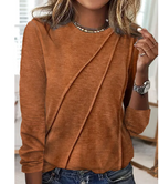 Solid Color Long Sleeve Pullover Top | Streetwear
