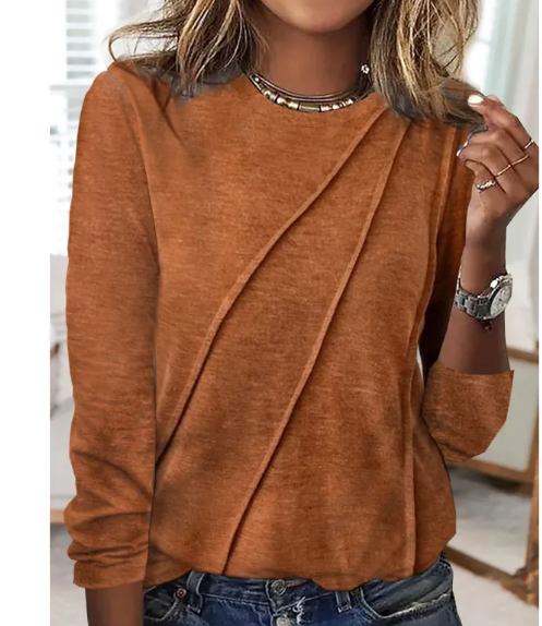 Solid Color Long Sleeve Pullover Top | Streetwear