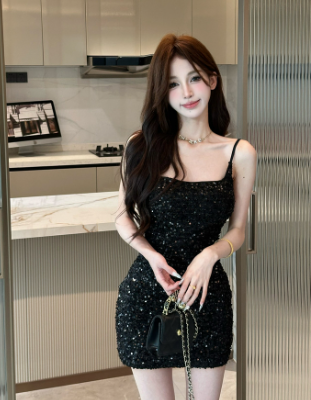 Sexy Summer Backless A-Line Sequin Dress for Women