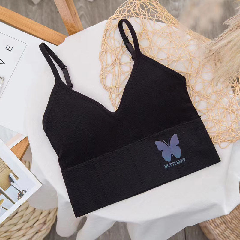 Girls' Ribbed Butterfly Camisole Bralette