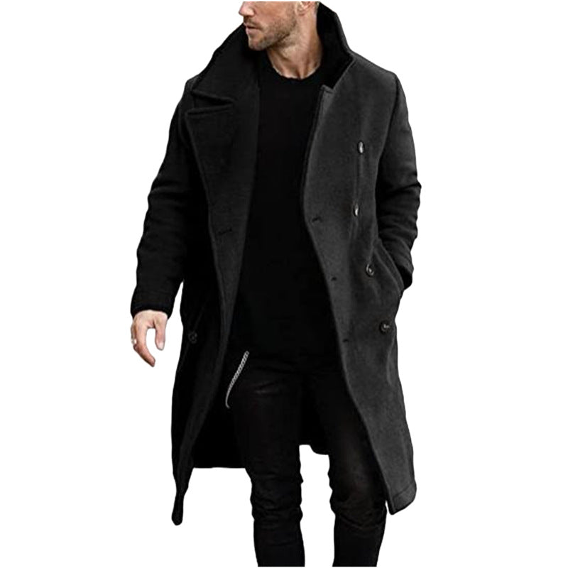 2023 Autumn/Winter Men's Long Woolen Coat Double Breasted