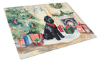 Black Russian Terrier Cozy Christmas Glass Cutting Board