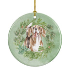 Beagle Smiling Christmas Wreath Ceramic Ornament