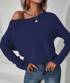 Knitted Oblique Shoulder Sweater