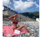 Korean Sexy High-Cut Solid Color Bikini for Small Bust